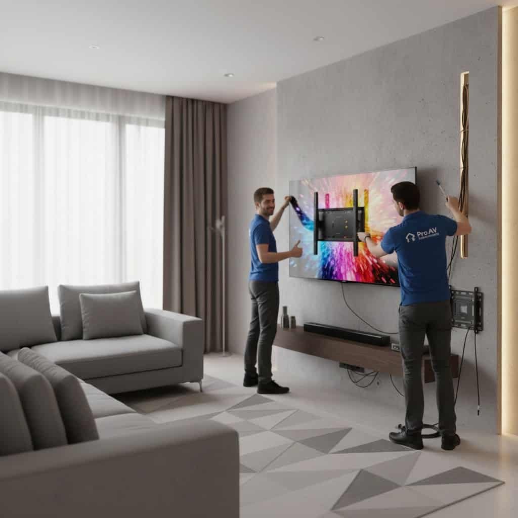 تركيب ستاند تلفزيون سقف (Ceiling Mount) للمحلات والمقاهي | توفير مساحة وزوايا رؤية مثالية